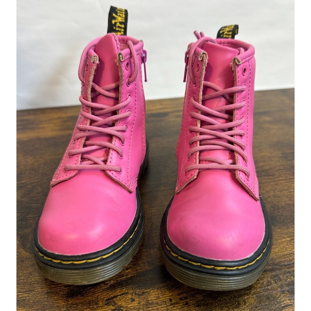 Dr Martens Delaney Hot Pink Leather Kids Boots Side Zip US 9 Toddler 31285 - Picture 16 of 16